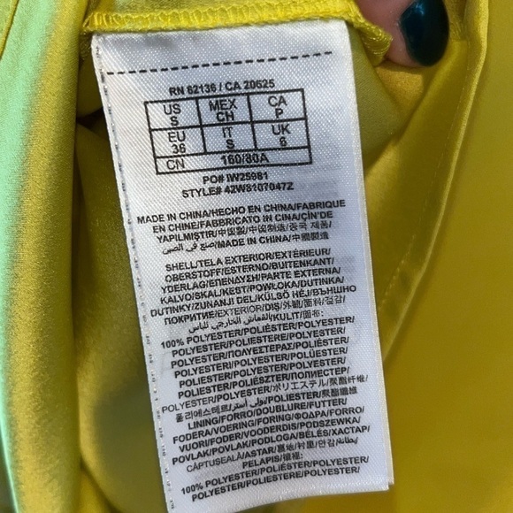 Bright bold lemon yellow tunic dress-metallic Art Deco neckline size small - Picture 8 of 8